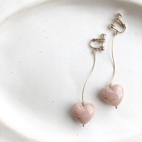 cherry heart pieces/earrings 《pink beige》