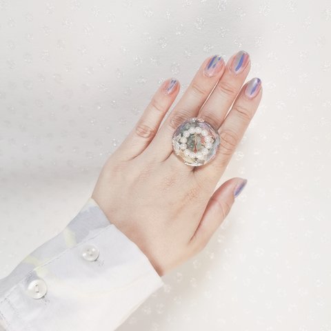 ring no.3 /Melange★Material　Moderate　パールのお花　ring