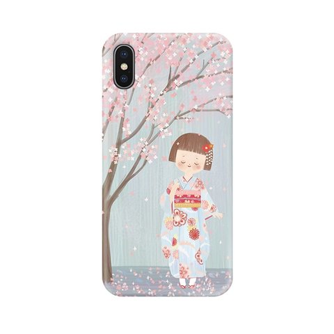 iPhoneX/7plus/6p/8/スマホケース　カバー　iphoneケース　浴衣　花見　桜【yufuu49】