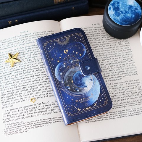 本のような手帳型スマホケース 青の惑星 "BLUE PLANET" iPhoneケース 全機種対応 iPhone14