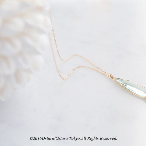 【14KGF】Necklace,Long Teardrop Glass-Erinite-