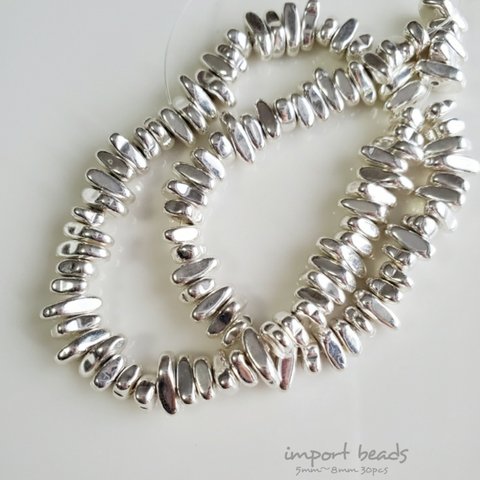 《30pcs》import beads white silver【Be-020wsi】