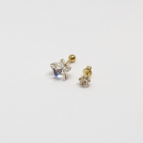 軟骨ピアス＋ピアス  星 Star Set（クリスタル）《ゴールド》