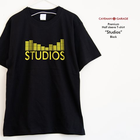 ミュージシャンの集う場所、スタジオTシャツ  ※プレミアム仕様※【ブラック】プレミアムなちょい厚手半袖クルーネックTシャツ