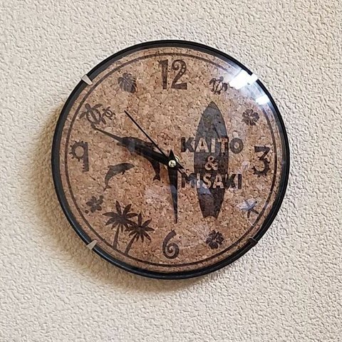 【オリジナル時計】壁掛け時計　海　コルク