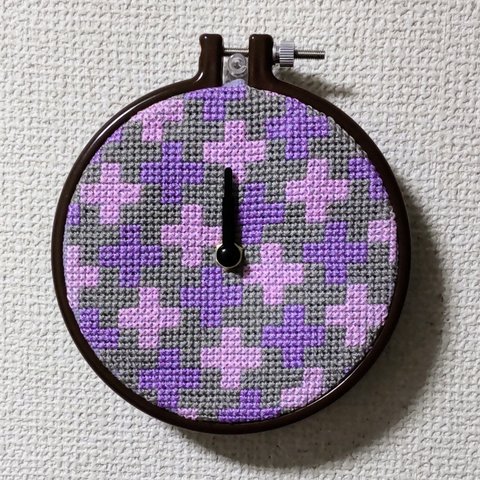 刺繍時計☆クロス☆春色☆５インチ