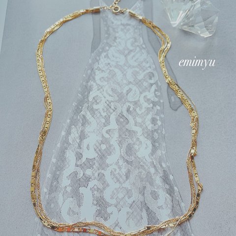 Triple Design Chain Gold Necklace