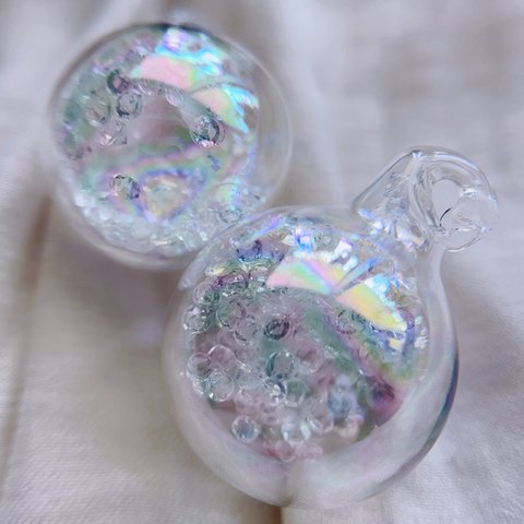 2pcs)2324)20mm)クリアガラス/シャボン玉) crystalflakesM#1BB