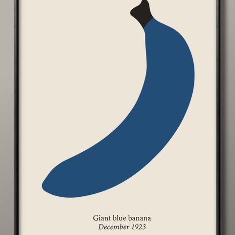 14635■ポスター　絵画　A3サイズ　『バナナ　BANANA　ブルー　果物』　アート　イラスト　デザイン　上級マット紙採用　北欧