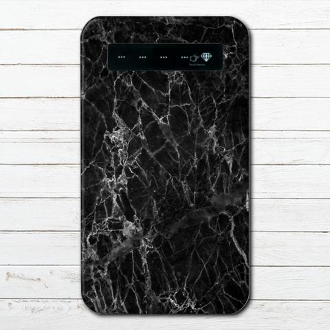 モバイルバッテリー　おすすめ　iPhone　Android　シンプル　大理石柄　スマホ　充電器　タイトル：marble black　＃000-034