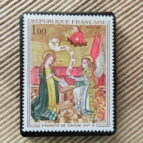 フランス 　美術切手ブローチ6183