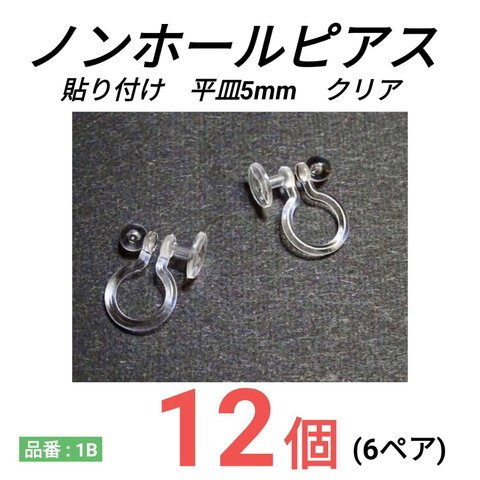 (12個 6ペア)　 貼り付け用　平皿5㎜　ノンホールピアス　イヤリング