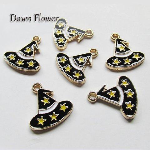 【D-0889】8pcs　帽子　18×17mm　ブラック　チャーム