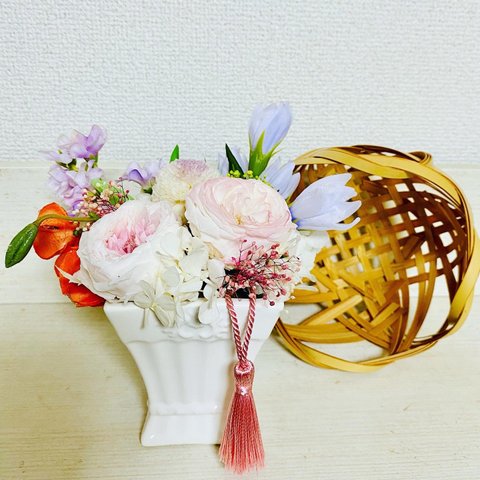 ✨新お供え用仏花〜プリザードフラワーピンク、仏花、お供え、アレンジメント〜