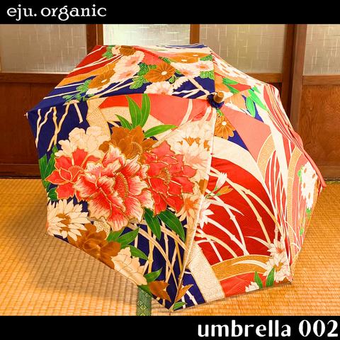 【kimono umbrella 002】着物傘、着物日傘、parasol、振袖、絹、シルク、傘、日傘、インテリア