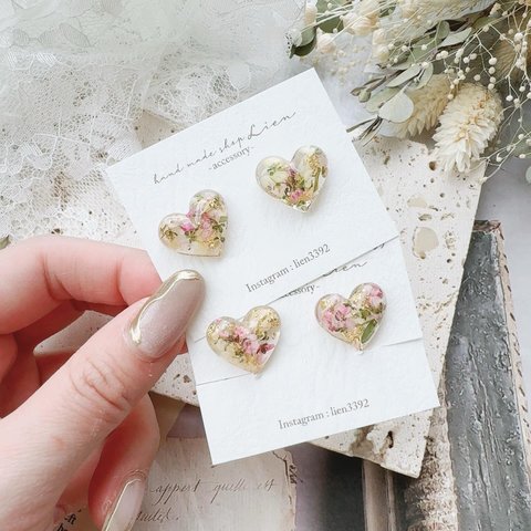 natural pink flower  ピアス/イヤリング 