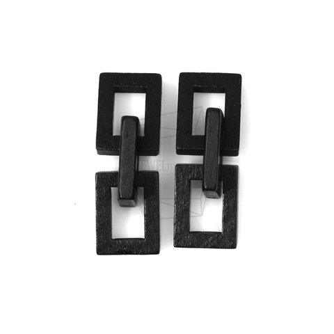 BSC-323-G【2個入り】ウッドリンクスクエアペンダント,Wooden linked Square pendant