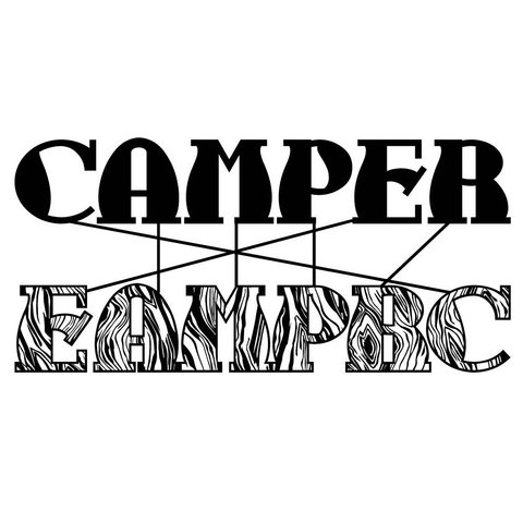 (大)カッティングシート 木目フォント CAMPER ステッカー 車外アクセサリー キャンプ Camp キャンピングカー