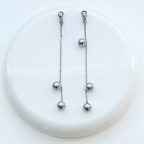 à pois  イヤリング  ピアス  ノンホールピアス ハンドメイド アクセサリー ファッション  handmade simple シンプル  ナチュラル シルバー プチプラ