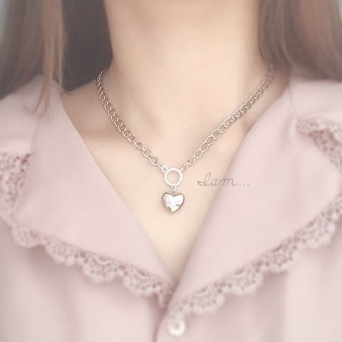 silver  heart choker