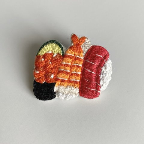 お寿司セット　手刺繍ブローチ