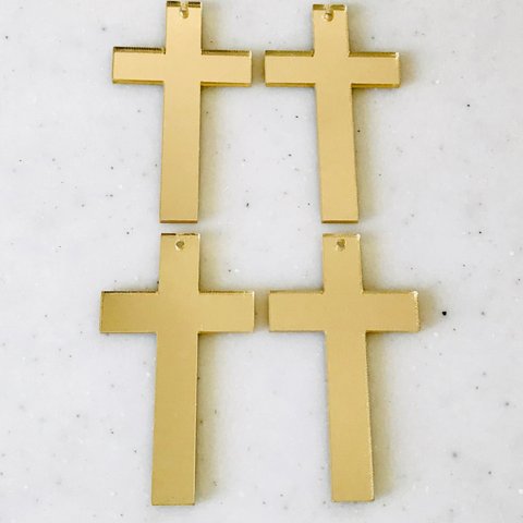 Gold Mirror Cross Pendant Tops