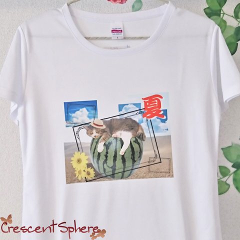 にゃんこらーじゅＴシャツ～猫とスイカ～