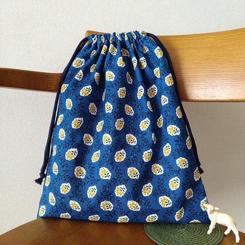 [在庫限定sale] お着替え袋 (35×30) ☆ 花柄 北欧風 ブルー