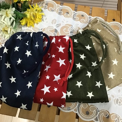 ⭐️本日のお買い得⭐️【再40】星のコップ袋19×18❤️ 歯ブラシ入れ、マスク入れ、おやつ入れ、CD 入れ、ランチョンマット入れ、お財布入れ巾着)男の子女の子