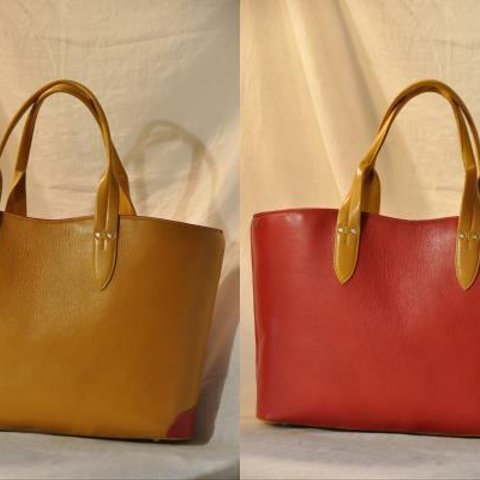 ＜Dog Tail Bag No.3＞ 赤ｘキャメル