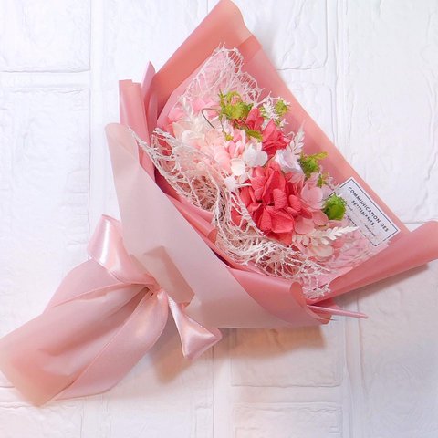 プリザーブドフラワーブーケ　ピンク　花束