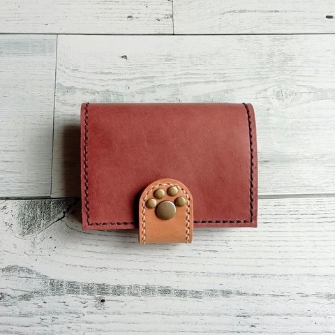肉球ミニ財布（チョコ）猫 小銭入れ カードケース レザーウォレット パスケース