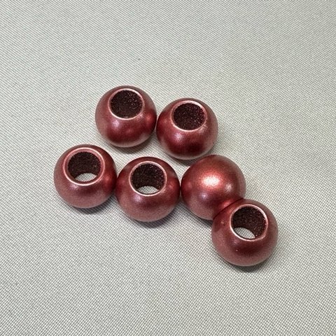 レッド 12個 12mm 大穴 プラスチック ビーズ  