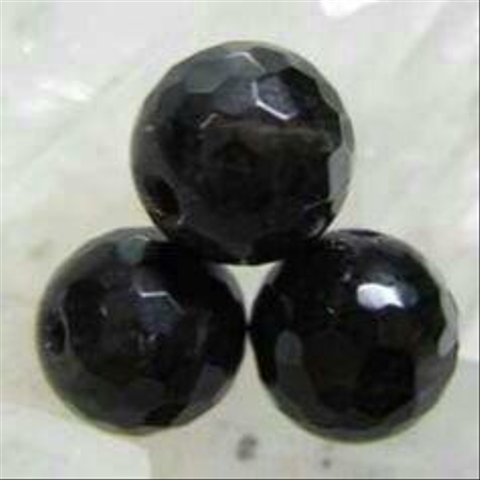 天然石黒水晶(モリオン)128面カット10mm　3粒売り