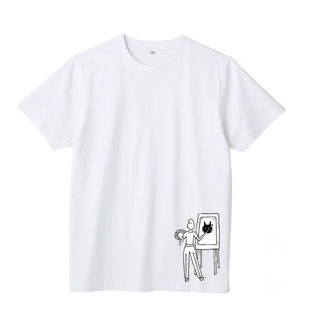 オリジナルtシャツデザイン　猫ペインター　半袖シャツ【SS～3L】綿100% (男女兼用)