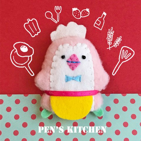 ペンギンのウェイトレスさん＝PEN'S KITCHEN＝(ピンク:黄色まえかけ)