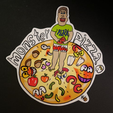 #29  中くらいのステッカー『monster pizza』