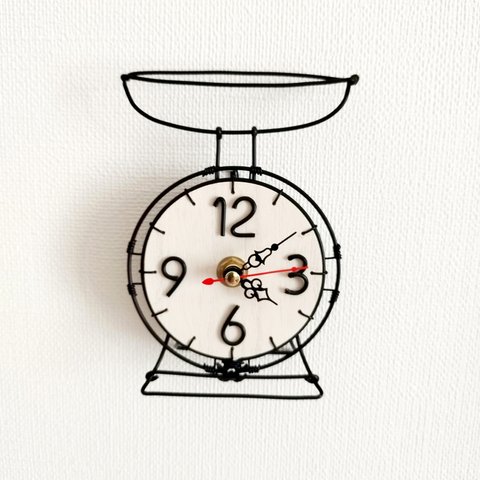 再販 2WAY アンティーク調なキッチンスケール 時計 掛け時計 置き時計 置時計 かべかけ時計 ワイヤークラフト　