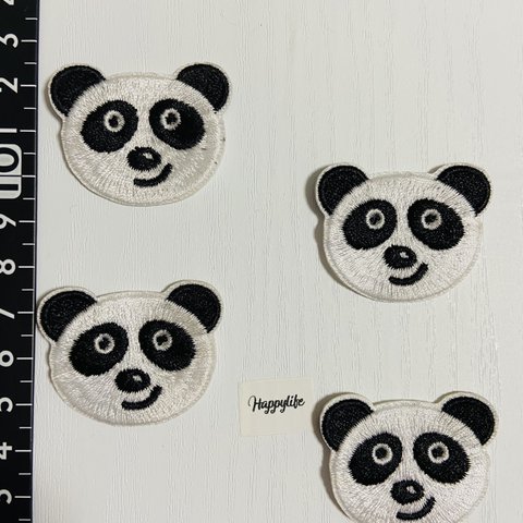 4枚入　パンダ　刺繍アイロンワッペン