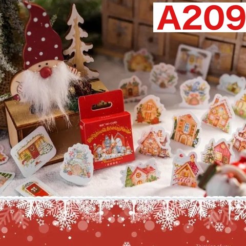 A209♡christmas snowhouse♡海外ステッカー♡フレークシール