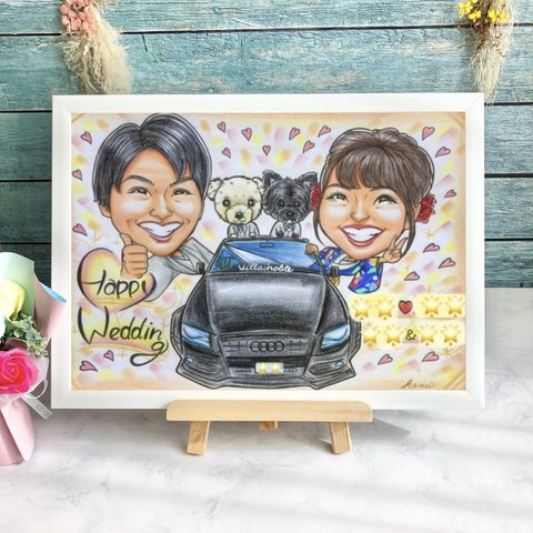 似顔絵　ウェルカムボード　ウェルカムスペース　結婚式　結婚祝い　