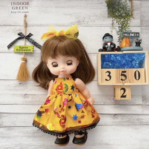 ＊350-2ソランちゃん・メルちゃん服　ハロウィンドレス　イエロー②