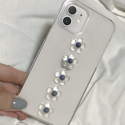 お花のiPhoneケース　スマホケース　クリアフラワー