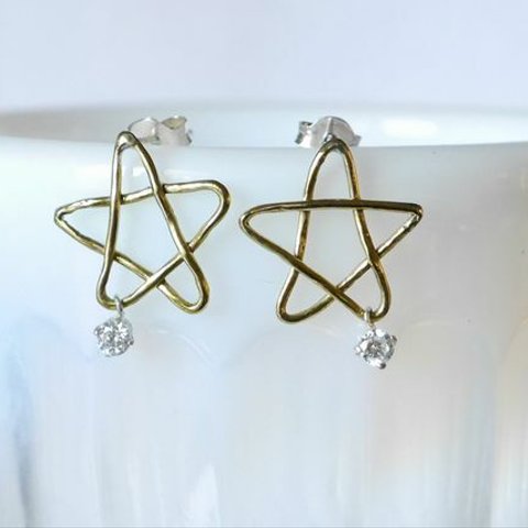 ★再販★Star Pierce(brass)スター ピアス 真鍮 イヤリング★揺れる