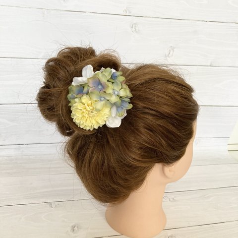 ③フラワーヘアゴム〜＊マム×紫陽花＊〜