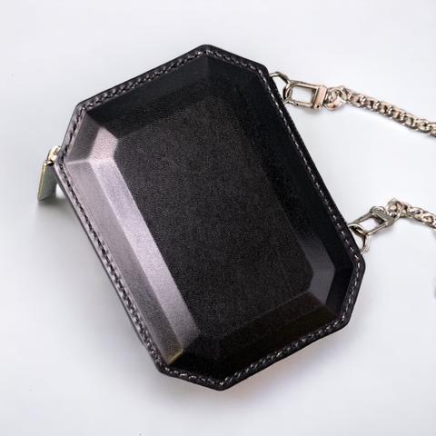 【Emerald】革の宝石 レザーポーチ(ブラック)