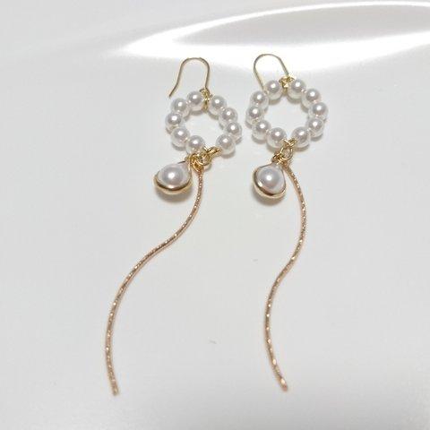 パールリング&しずくパールピアス/イヤリング