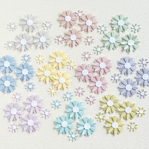 クラフトパンチ　可愛い小さなお花〜くすみカラー　デイジーいろいろ　寄せ書き　色紙デコレーション