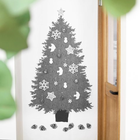 Lグレー：ペタペタ貼れる！『もみの木』クリスマスツリータペストリーセット