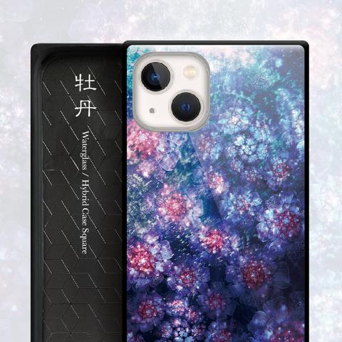 牡丹 - 和風 四角型 強化ガラス iPhoneケース / 22SS【iPhone13/13 Pro/13 mini/13 Pro Max 対応】